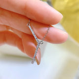 925 Silver Diamond Geometric Necklace Pendant Wind Collar Chain