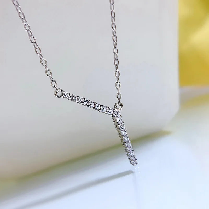 925 Silver Diamond Geometric Necklace Pendant Temperament Necklace