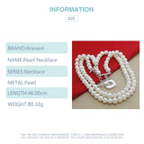 925 Silver Double Layered Pearl Necklace Chains For Women