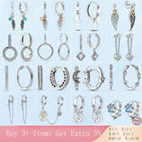925 Silver Turquoise Hearts & Feather Hoop Earrings