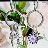 925 Silver Turquoise Hearts & Feather Hoop Earrings