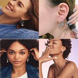 925 Silver Turquoise Hearts & Feather Hoop Earrings