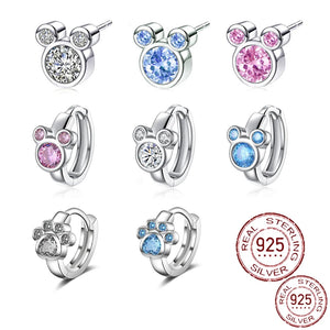 925 Silver Cartoon Heart Hoop Earrings for Women Gift