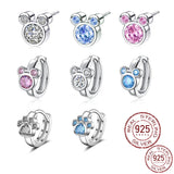 925 Silver Cartoon Heart Hoop Earrings for Women Gift
