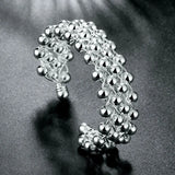 925 Silver Grapes Beads Cuff Bracelet for Women