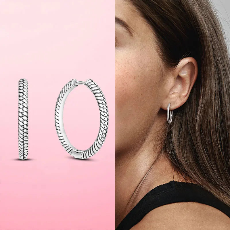 925 Silver Charm Hoop Earrings for Women