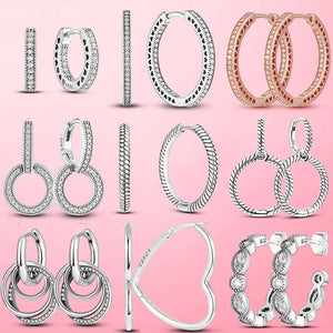 Charm Hoop Earrings for Women - 925 Silver