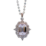 925 Silver Emerald Cut 6 * 9 Necklace Pendant Female Hero Inlaid in ins Style