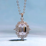 925 Silver Emerald Cut 6 * 9 Necklace Pendant Female Hero Inlaid in ins Style