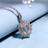 925 Silver Emerald Cut 6 * 9 Necklace Pendant Women's Heroic Ins Style