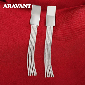 925 Silver Tassel Drop Earrings Wedding Jewelry