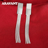 925 Silver Tassel Drop Earrings Wedding Jewelry