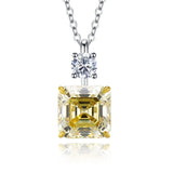 925 Silver Necklace 10 * 10 Yellow Diamond Pendant Women's