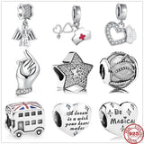 925 Silver Prince Christ Palm Nurse Pendant Dangle Beads for Charms Bracelet