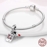 925 Silver Red Enamel High Heels Shoes Dangle Charm