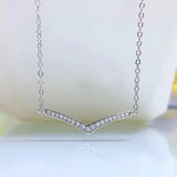 925 Silver V Necklace Pendant Charm Collar Chain