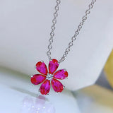 925 Silver Snow Necklace Small Flowers Daisy Petal Collar Chain