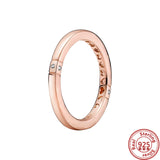925 Sterling Silve Sparkling Rose Heart Clear Zircon Lucky Rings