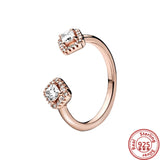 925 Sterling Silve Sparkling Rose Heart Clear Zircon Lucky Rings