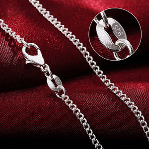 925 Sterling Silver 2MM Full Side Chain Necklace for Men Women