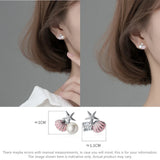 925 Silver Asymmetric Starfish Shell Earrings 11mmX10mm Single Zircon