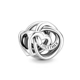 925 Silver Beads Mon Hearts Double Dangle Lock Charm Pendants