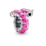 925 Silver Beads Pink Flower Butterfly Crown Heart Pendants