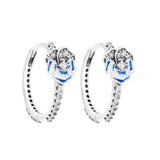 925 Silver Pansy Flower Hoop Earrings for Women Girls Jewelry