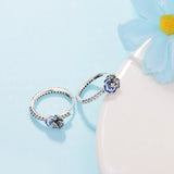 925 Silver Pansy Flower Hoop Earrings for Women Girls Jewelry
