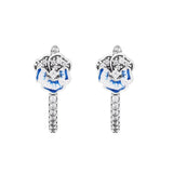 925 Silver Pansy Flower Hoop Earrings for Women Girls Jewelry