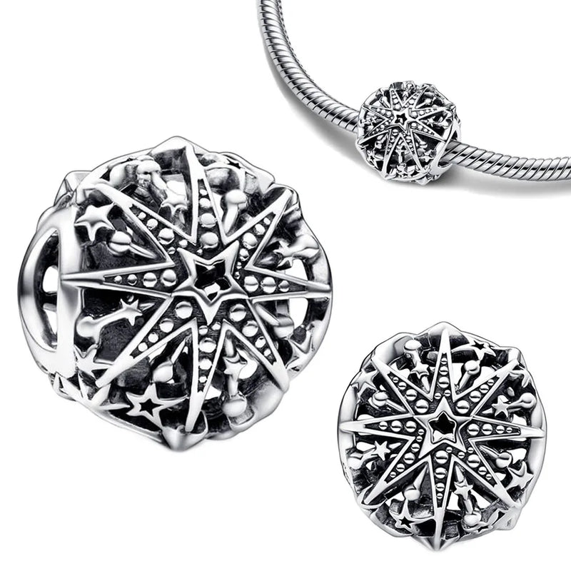 925 Silver Snowflake Charm for Bracelet - DIY Jewelry Gift