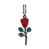 925 Silver Charm Boat Mermaid Rose Pendant Bead Bracelet DIY
