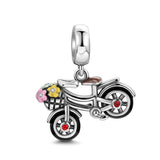 925 Silver Charm Boat Mermaid Rose Pendant Bead Bracelet DIY