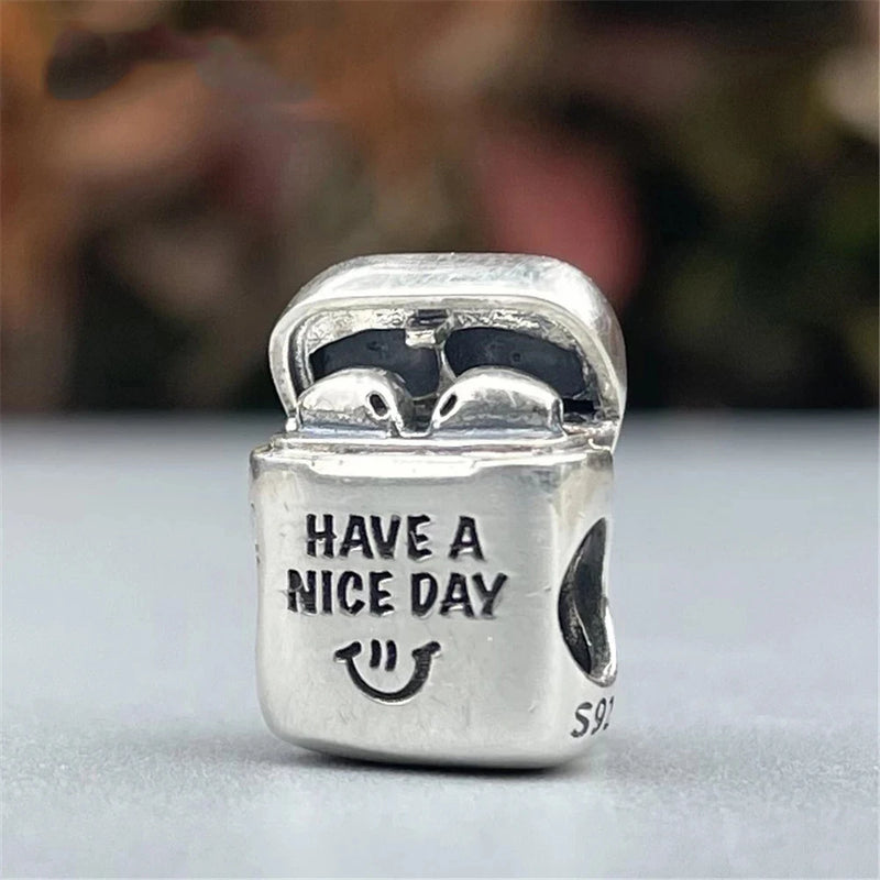 925 Silver Creative Headphones Pendant Beads for Bracelet