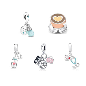 925 Silver Friends TV Drama Pendant Bead for Bracelet Necklace DIY Jewelry