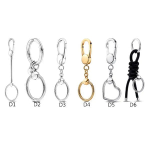 925 Silver Charm Keychain DIY Accessories Keyring Women