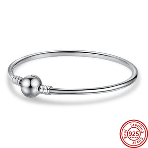 925 Silver Clasp Snake Chain Bracelet Rose Gold Charm Bangle DIY Jewelry