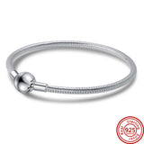 925 Silver Clasp Snake Chain Bracelet Rose Gold Charm Bangle DIY Jewelry