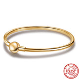 925 Silver Clasp Snake Chain Bracelet Rose Gold Charm Bangle DIY Jewelry