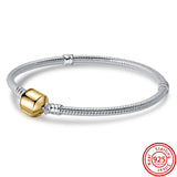 925 Sterling Silver Clasp Snake Chain Charm Bracelet DIY Europe Jewelry
