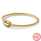 925 Sterling Silver Clasp Snake Chain Charm Bracelet DIY Europe Jewelry