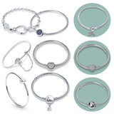925 Silver Flower Heart Butterfly Charm Bracelet for Women