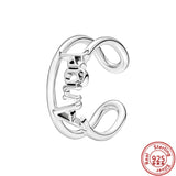 925 Silver Crown Heart Zircon Angel Love Rings For Women