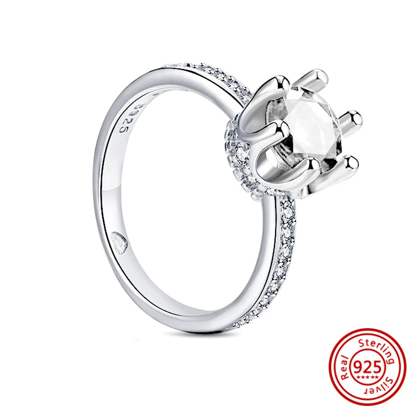 925 Silver Crown Rose Feather Zircon Pav? Ring For Women