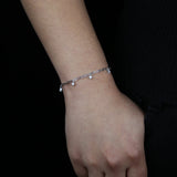 925 Silver Cuban Chain CZ Charm Bracelet Wedding Jewelry