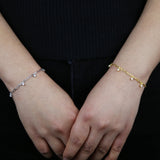 925 Silver Cuban Chain CZ Charm Bracelet Wedding Jewelry