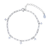 925 Silver Cuban Chain CZ Charm Bracelet Wedding Jewelry