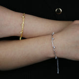 925 Silver Cuban Chain CZ Charm Bracelet Wedding Jewelry
