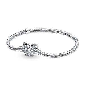 925 Sterling Silver DIY Daisy Butterfly Heart Snake Bracelet Charm