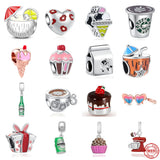 925 Silver Ice Cream Cake Charms Bead Pendant